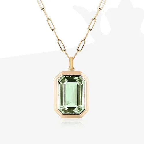 Emerald-Cut Crystal Pendant Necklace