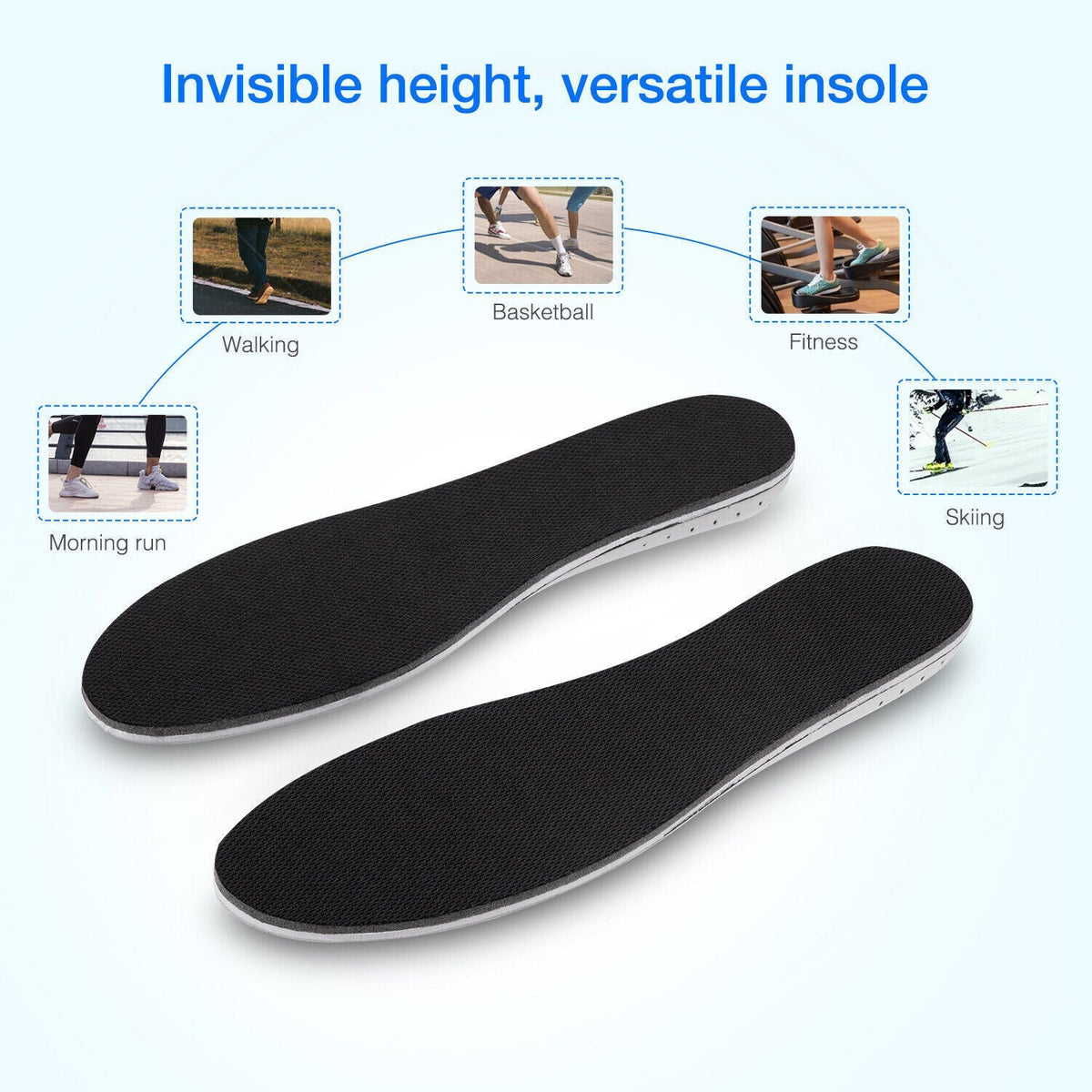 Men Women Invisible Height Increase Insoles Heel Lift Taller Shoe